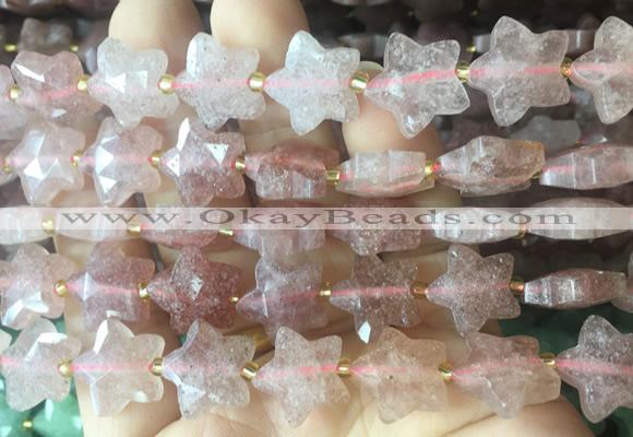 RGBS55 15 inches 14mm faceted star strawberry quartz beads wholesale