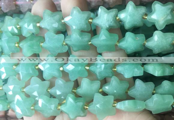 RGBS56 15 inches 14mm faceted star green aventurine beads wholesale