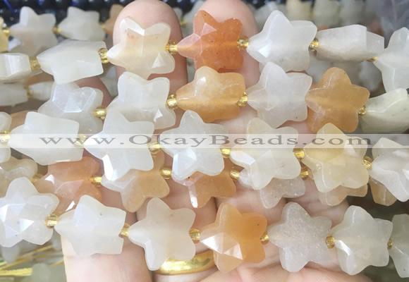 RGBS57 15 inches 14mm faceted star red aventurine beads wholesale