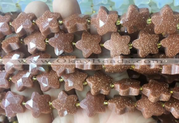 RGBS60 15 inches 14mm faceted star golden sandstone beads wholesale