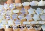 RGBS69 15 inches 14mm faceted star white opalite beads wholesale