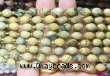 RIBS46 15 inches 6*8mm faceted rice green dragon jasper beads wholesale