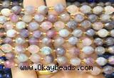 RIBS52 15 inches 6*8mm faceted rice pink tourmaline beads wholesale