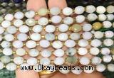 RIBS53 15 inches 6*8mm faceted rice jade gemstone beads wholesale