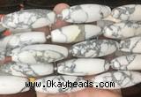 RIBS59 15 inches 14*40mm rice white howlite gemstone beads wholesale RIBS59 15 inches 14*40mm rice white howlite gemstone beads wholesale