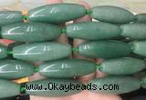 RIBS68 15 inches 14*40mm rice green aventurine gemstone beads wholesale RIBS68 15 inches 14*40mm rice green aventurine gemstone beads wholesale