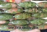 RIBS70 15 inches 14*40mm rice unakite gemstone beads wholesale RIBS70 15 inches 14*40mm rice unakite gemstone beads wholesale