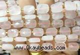 RTBS02 15 inches 8*10mm faceted rectangle rose quartz beads wholesale