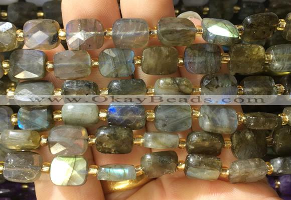RTBS12 15 inches 8*10mm faceted rectangle labradorite beads wholesale