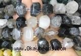 RUBS01 15 inches 12*16mm - 13*18mm faceted nuggets black rutilated quartz beads