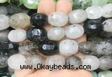 RUBS02 15 inches 12*16mm - 13*18mm faceted nuggets black rutilated quartz beads