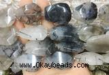 RUBS03 15 inches 18*25mm - 22*30mm faceted freeform black rutilated quartz beads