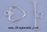 SSC28 5pcs 11*14mm heart 925 sterling silver toggle clasps