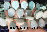 TRBS104 Top drilled 13*18mm faceted flat teardrop amazonite beads wholesale
