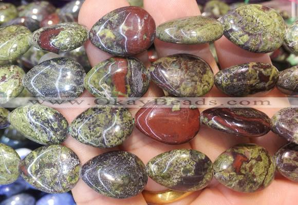 TRBS127 15 inches 13*18mm flat teardrop Dragon blood jasper beads wholesale
