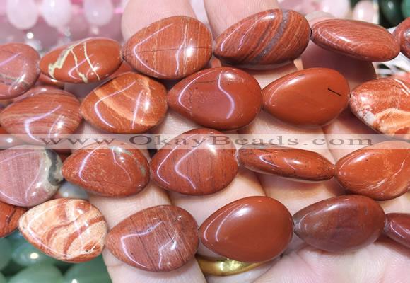 TRBS129 15 inches 13*18mm flat teardrop Red jasper beads wholesale