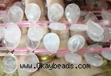 TRBS91 Top drilled 13*18mm faceted flat teardrop rose quartz beads wholesale