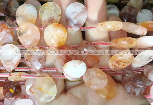 TRBS94 Top drilled 13*18mm faceted flat teardrop red gum flower crystal beads