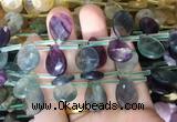 TRBS96 Top drilled 13*18mm faceted flat teardrop fluorite beads wholesale