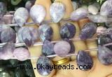 TRBS98 Top drilled 13*18mm faceted flat teardrop purple Lepidolite beads wholesale