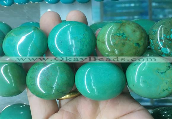 WBBS38 15 inches 27*32mm oval howlite turquoise gemstone beads wholesale