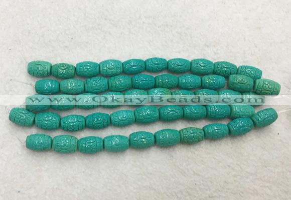 WBBS40 10*14mm carved rice loose howlite turquoise gemstone beads wholesale