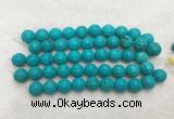 WBBS47 14mm carved round loose howlite turquoise gemstone beads wholesale