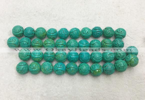 WBBS50 16mm carved round loose howlite turquoise gemstone beads wholesale
